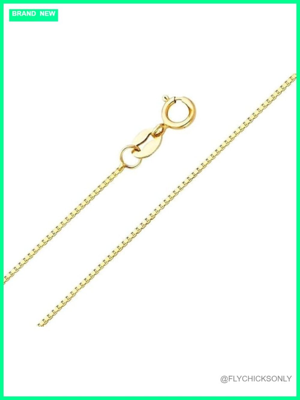 14k Yellow Gold Necklace 0.9mm Box Chain Link Spring Ring Gift 16-24 inch